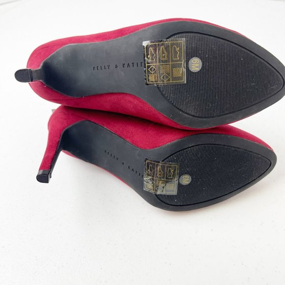 KELLY + KATIE Crimson Faux Suede Ankle Boots Size 6M - Picture 10 of 13